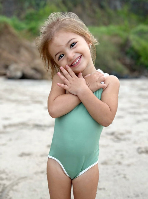 One-piece swimsuit in Iguana Green